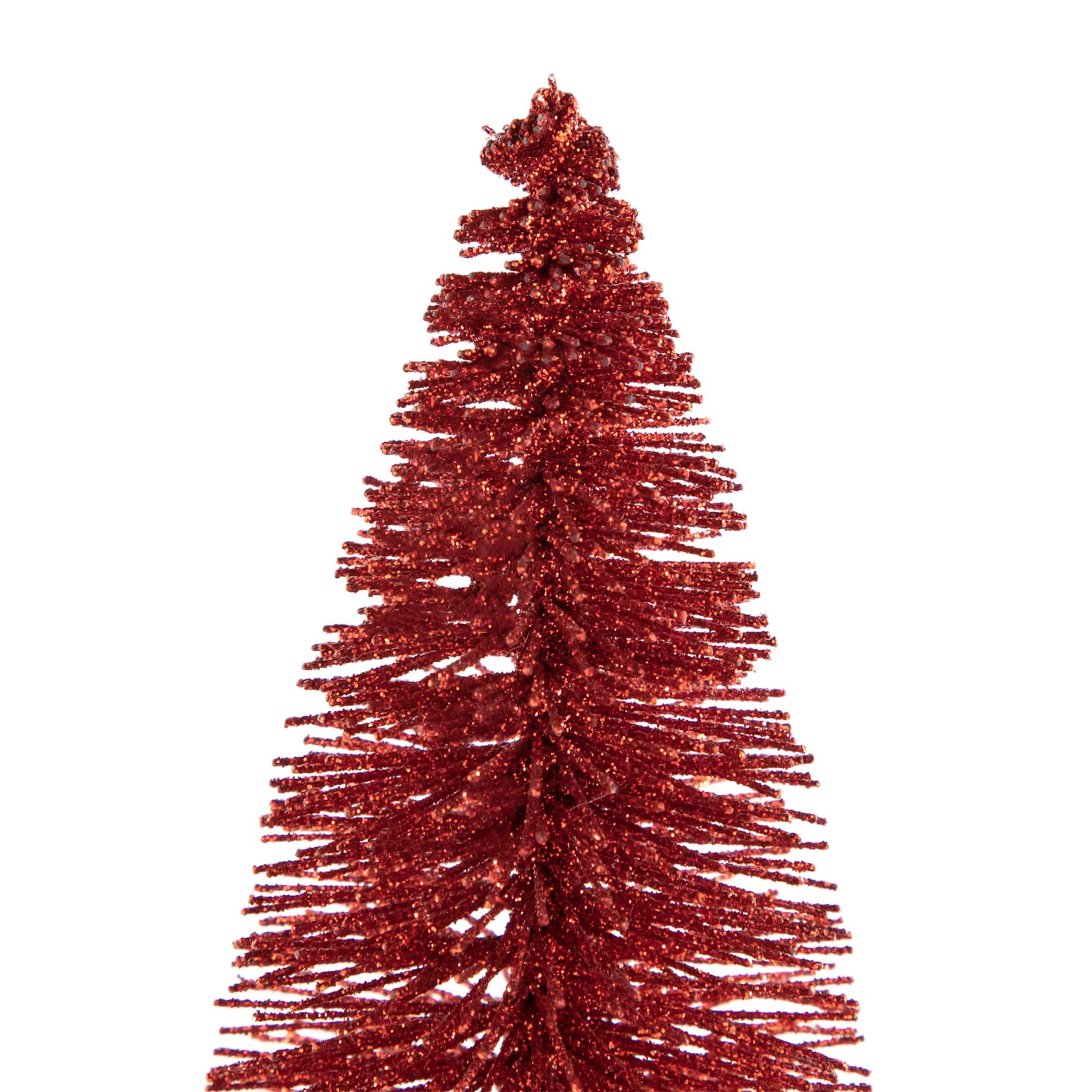12" Red & White Glittered Bottlebrush Christmas Tree